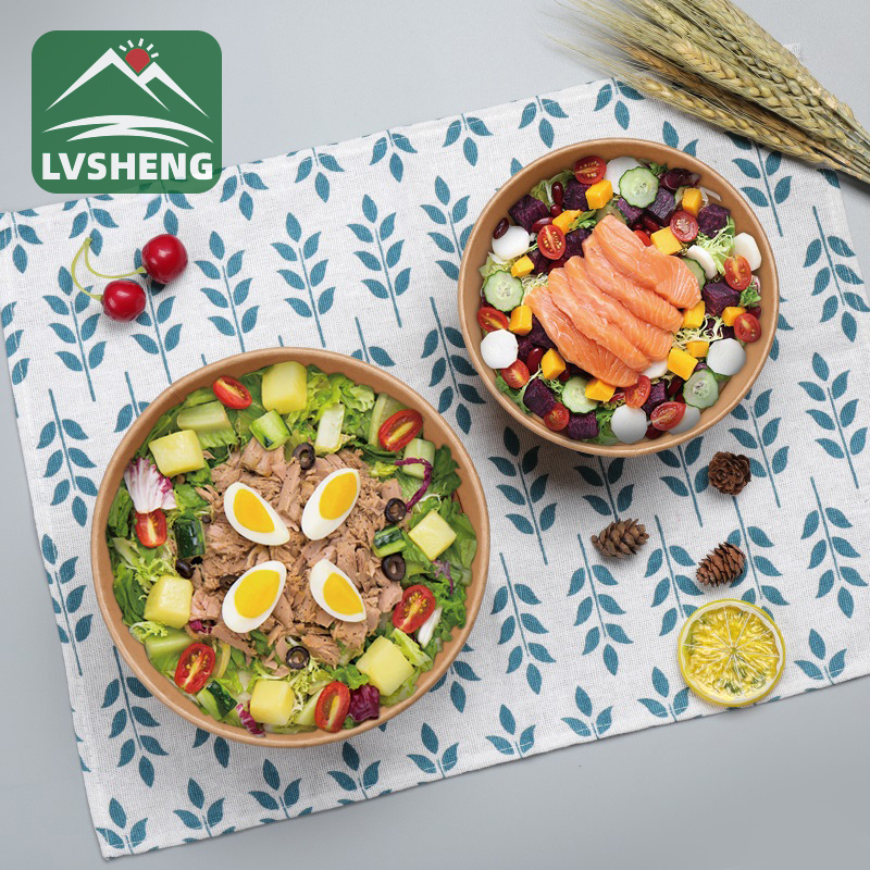 Bol en papier kraft compostable biodégradable respectueux de l'environnement pour restaurant de l'usine Lvsheng