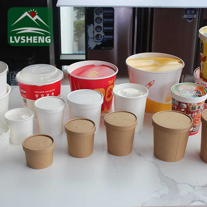 Tasse en papier à soupe chaude jetable avec couvercle personnalisé