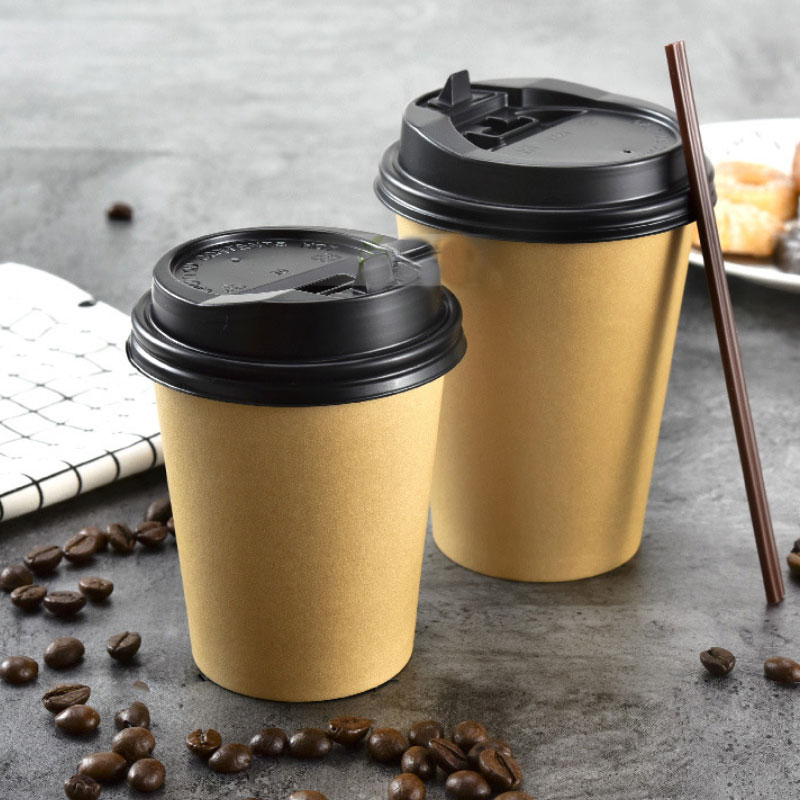 Tasse en papier kraft jetable avec couvercle